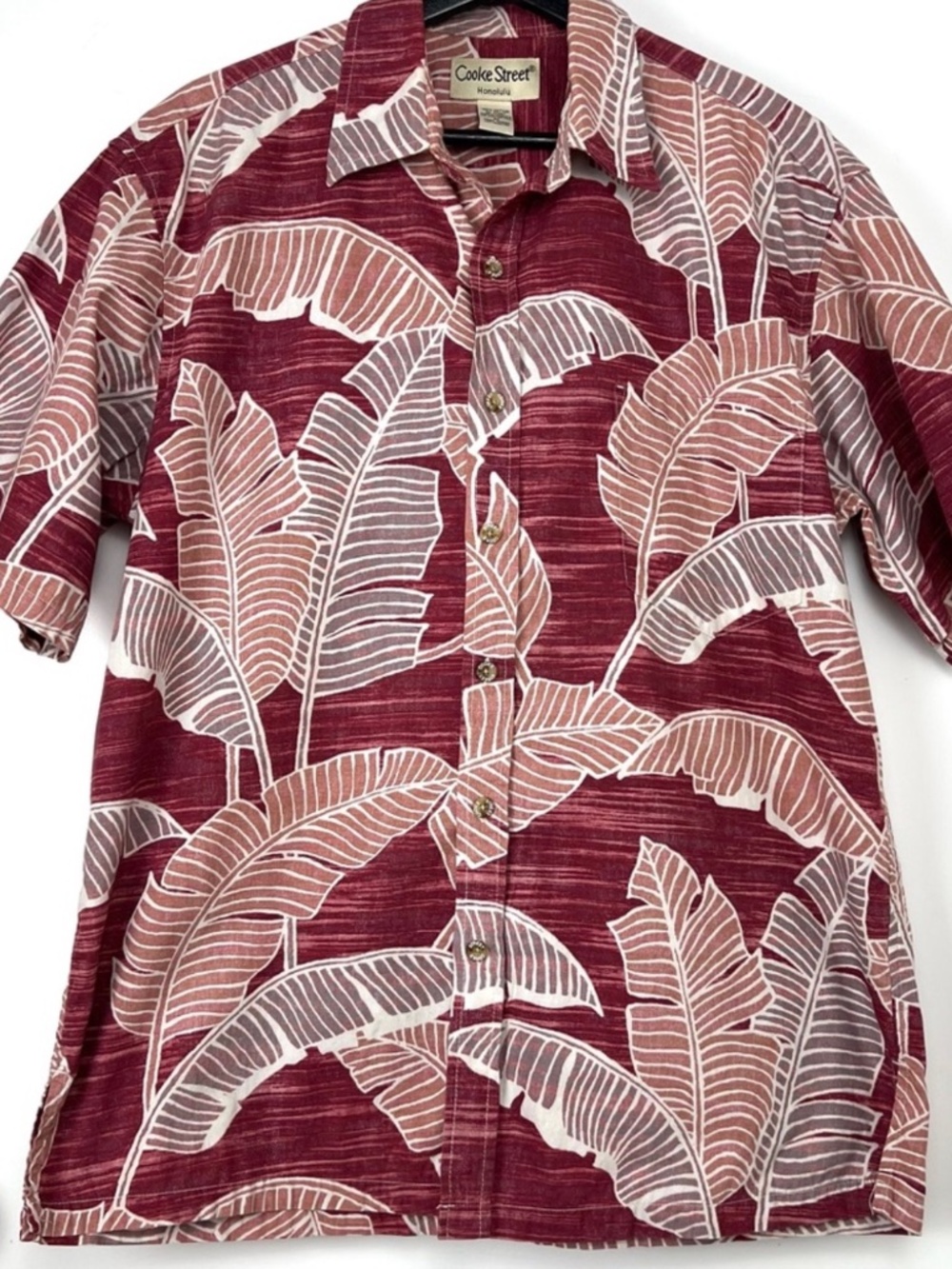 Cooke Street Honolulu Traditional Hawaiian Cotton Shirt Men’s M Berry Tropical L